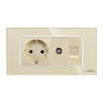 Priza Schuko + TV + Internet cu Rama Din Sticla LUXION, Standard Italian, 4M - imagine 2