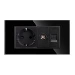 Priza Schuko + TV + Internet cu Rama Din Sticla LUXION, Standard Italian, 4M - imagine 2