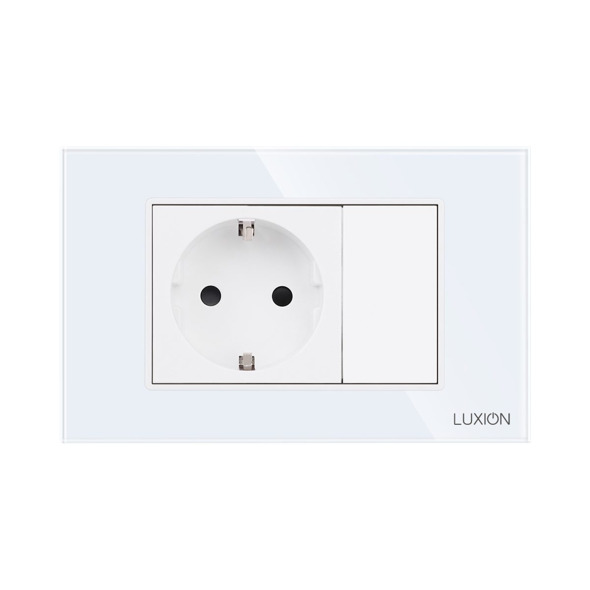 Priza Simpla si 1 Tasta Falsa cu Rama din Sticla LUXION, Standard Italian, 3M - imagine 2