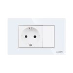 Priza Simpla si 1 Tasta Falsa cu Rama din Sticla LUXION, Standard Italian, 3M - imagine 2