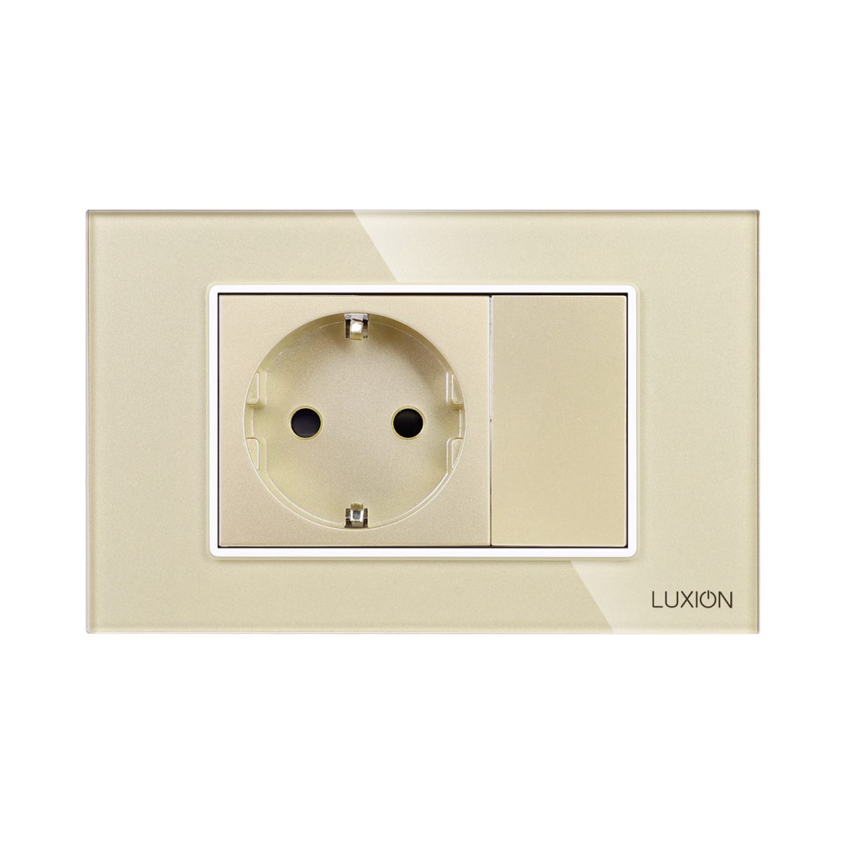 Priza Simpla si 1 Tasta Falsa cu Rama din Sticla LUXION, Standard Italian, 3M - imagine 2