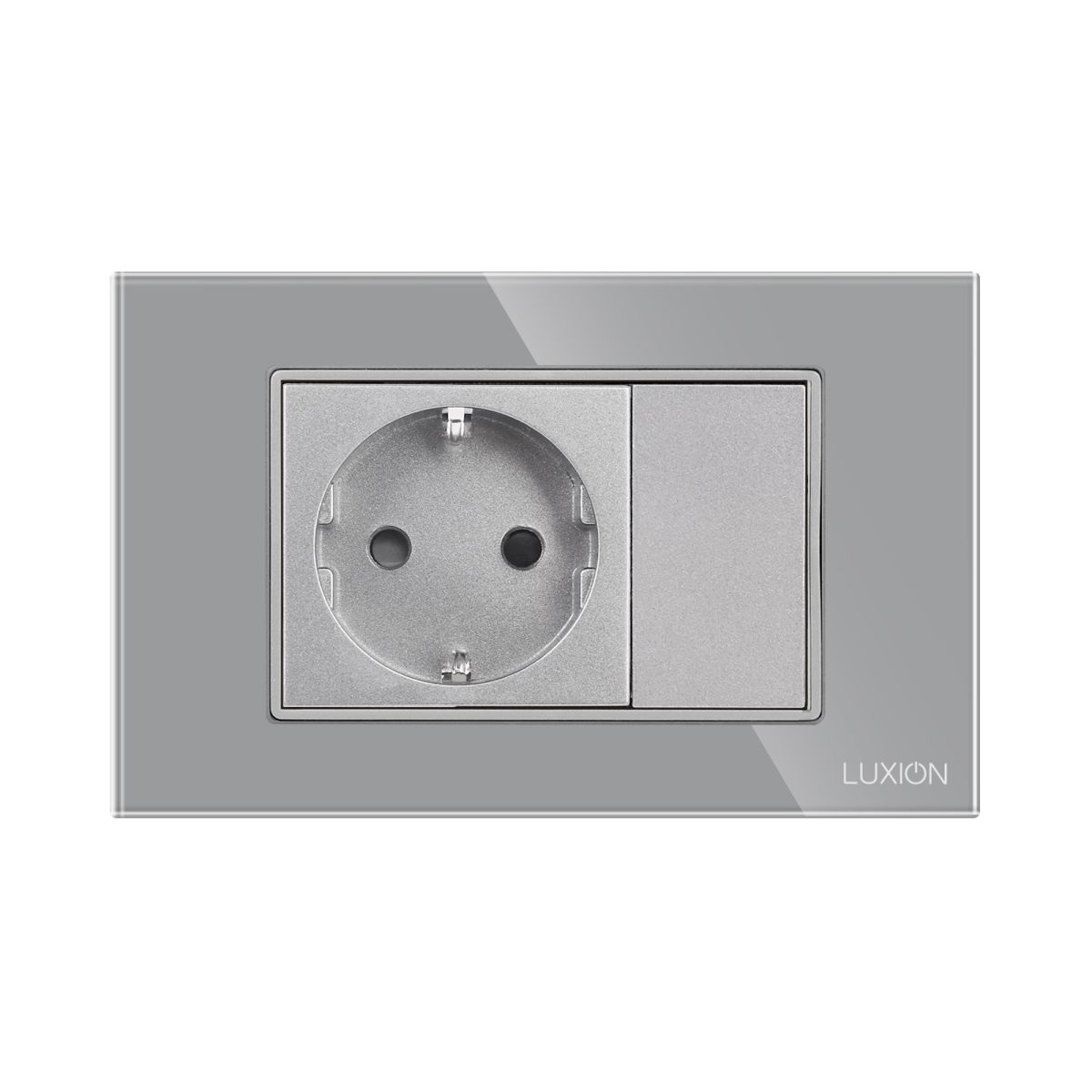 Priza Simpla si 1 Tasta Falsa cu Rama din Sticla LUXION, Standard Italian, 3M - imagine 2