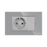 Priza Simpla si 1 Tasta Falsa cu Rama din Sticla LUXION, Standard Italian, 3M - imagine 2