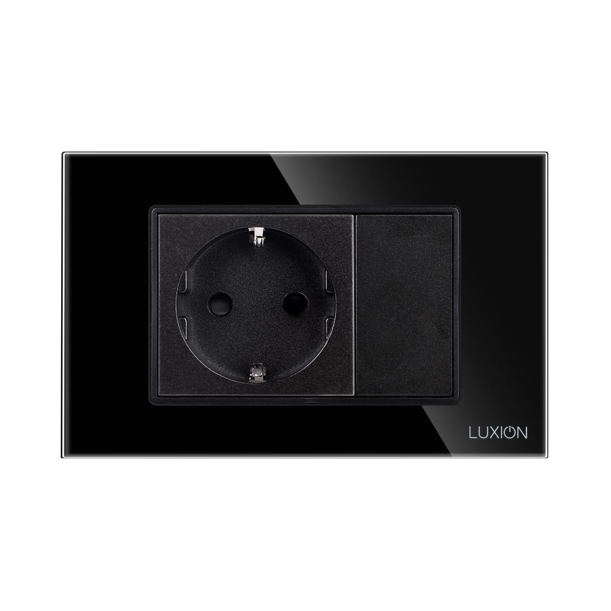 Priza Simpla si 1 Tasta Falsa cu Rama din Sticla LUXION, Standard Italian, 3M - imagine 2