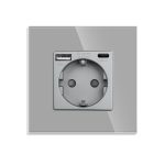 Priza Simpla + USB-A + USB-C LUXION cu Rama din Sticla - imagine 2