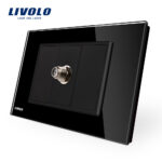 Priza TV satelit Livolo cu rama din sticla - standard italian