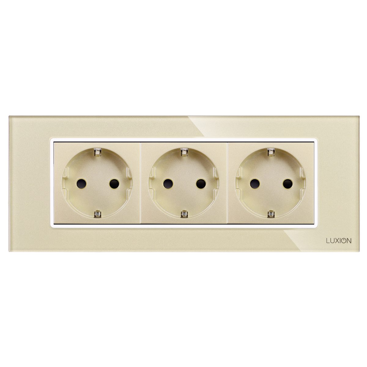 Priza Tripla cu Rama din Sticla LUXION, Standard Italian, 6M - imagine 2