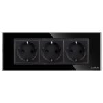 Priza Tripla cu Rama din Sticla LUXION, Standard Italian, 6M - imagine 2