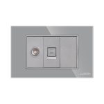 Priza TV + Internet cu Rama din Sticla LUXION, Standard Italian, 3M - imagine 2