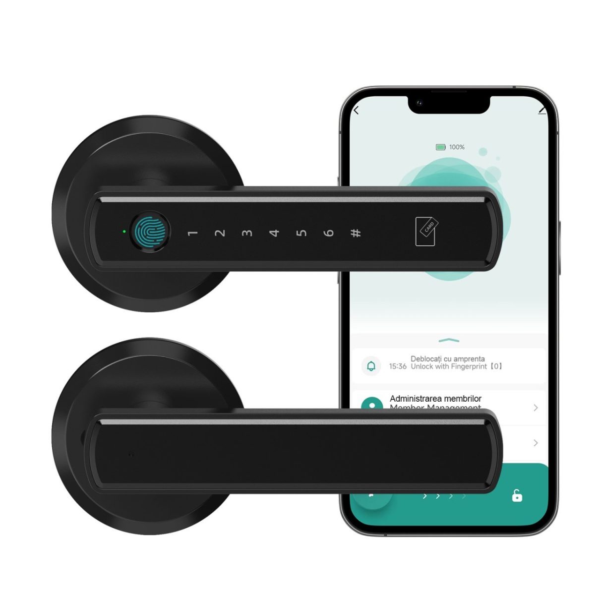 Set Maner & Broasca IFL cu Deschiere Amprenta, Cod PIN, Administrare Aplicatie, Negru Mat - imagine 2