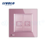 Priza dubla Telefon + Priza internet Livolo cu rama din sticla - imagine 2