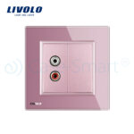 Priza simpla audio Livolo cu rama din sticla - imagine 2