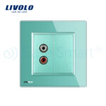 Priza simpla audio Livolo cu rama din sticla - imagine 2