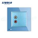 Priza simpla audio Livolo cu rama din sticla - imagine 2