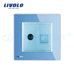 Priza dubla TV + priza internet Livolo cu rama din sticla - imagine 2