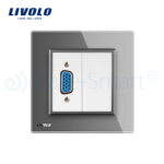 Priza cu mufa VGA mama Livolo cu rama din sticla - imagine 2