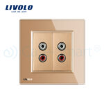 Priza dubla audio Livolo cu rama din sticla - imagine 2