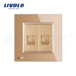 Priza dubla internet Livolo cu rama din sticla - imagine 2