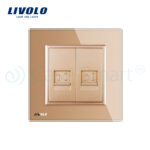 Priza dubla Telefon Livolo cu rama din sticla - imagine 2