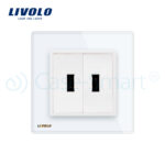 Priza dubla USB Livolo cu rama din sticla - imagine 2