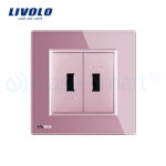 Priza dubla USB Livolo cu rama din sticla - imagine 2