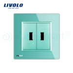 Priza dubla USB Livolo cu rama din sticla - imagine 2