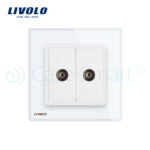 Priza dubla TV Livolo cu rama din sticla - imagine 2