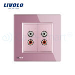 Priza dubla audio Livolo cu rama din sticla - imagine 2