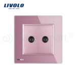 Priza dubla TV Livolo cu rama din sticla - imagine 2