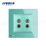 Priza dubla audio Livolo cu rama din sticla - imagine 2