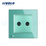 Priza dubla TV Livolo cu rama din sticla - imagine 2