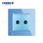 Priza dubla TV Livolo cu rama din sticla - imagine 2