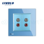 Priza dubla audio Livolo cu rama din sticla - imagine 2