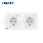 Priza dubla Livolo cu rama din sticla si capac de protectie rezistent la apa - imagine 2
