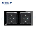 Priza dubla Livolo cu rama din sticla si capac de protectie rezistent la apa - imagine 2
