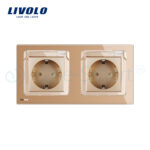 Priza dubla Livolo cu rama din sticla si capac de protectie rezistent la apa - imagine 2