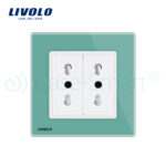 Priza dubla module inguste Livolo cu rama din sticla - standard german - imagine 2