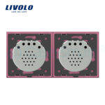 Intrerupator dublu + simplu cu touch Livolo din sticla - imagine 2