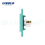 Priza dubla TV + priza internet Livolo cu rama din sticla - imagine 3