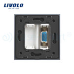 Priza cu mufa VGA tata 15 pini Livolo cu rama din sticla - imagine 3