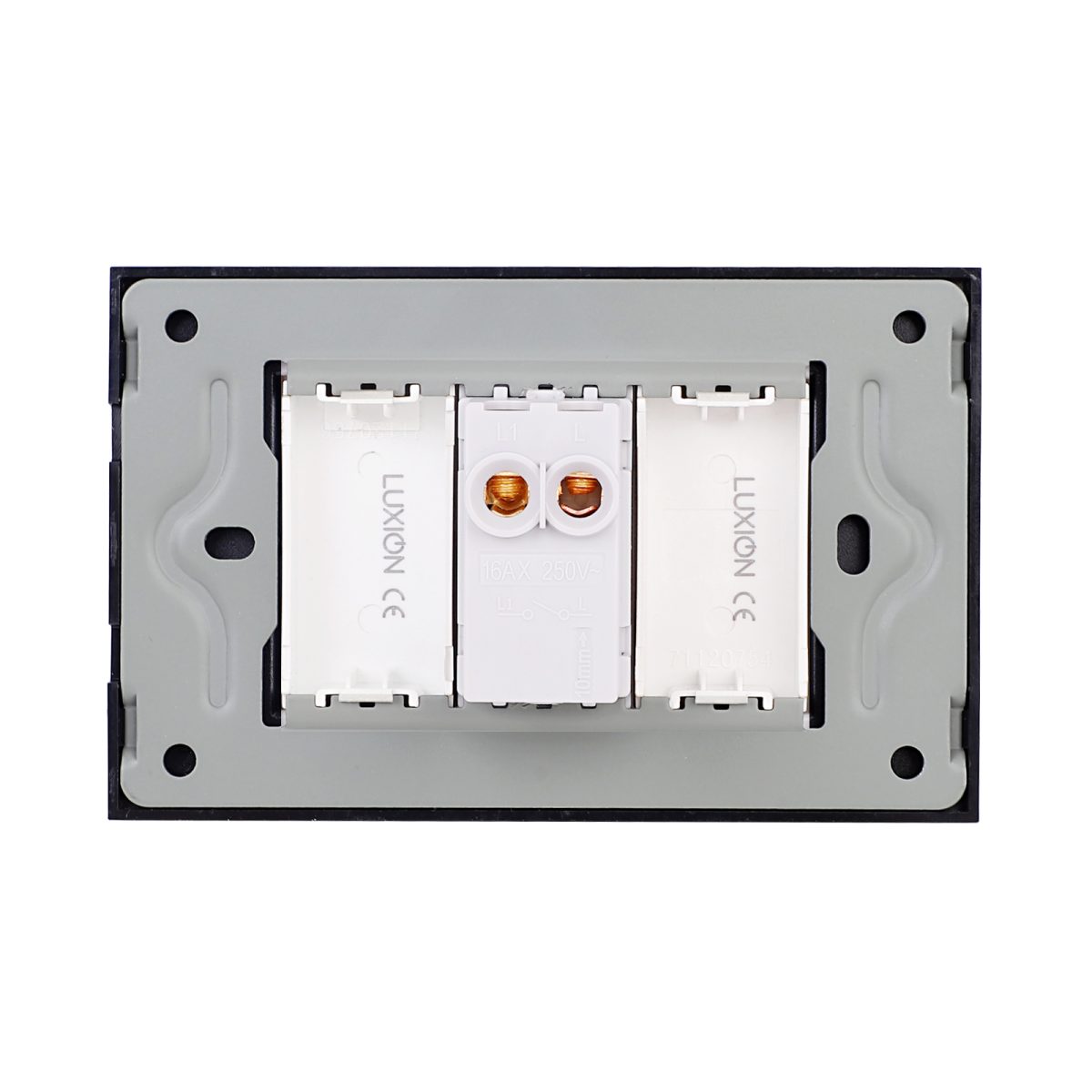 Intrerupator cu Revenire (Sonerie) Mecanic 1M si 2 Taste False LUXION cu Rama din Sticla, Standard Italian, 3M - imagine 4