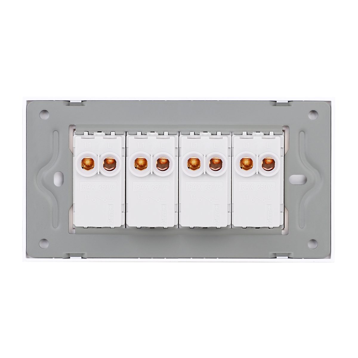 Intrerupator Cvadruplu Mecanic LUXION cu Rama din Sticla, Standard Italian, 4M - imagine 4