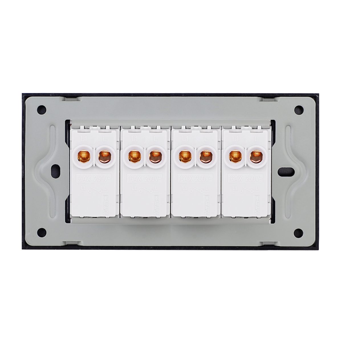 Intrerupator Cvadruplu Mecanic LUXION cu Rama din Sticla, Standard Italian, 4M - imagine 4