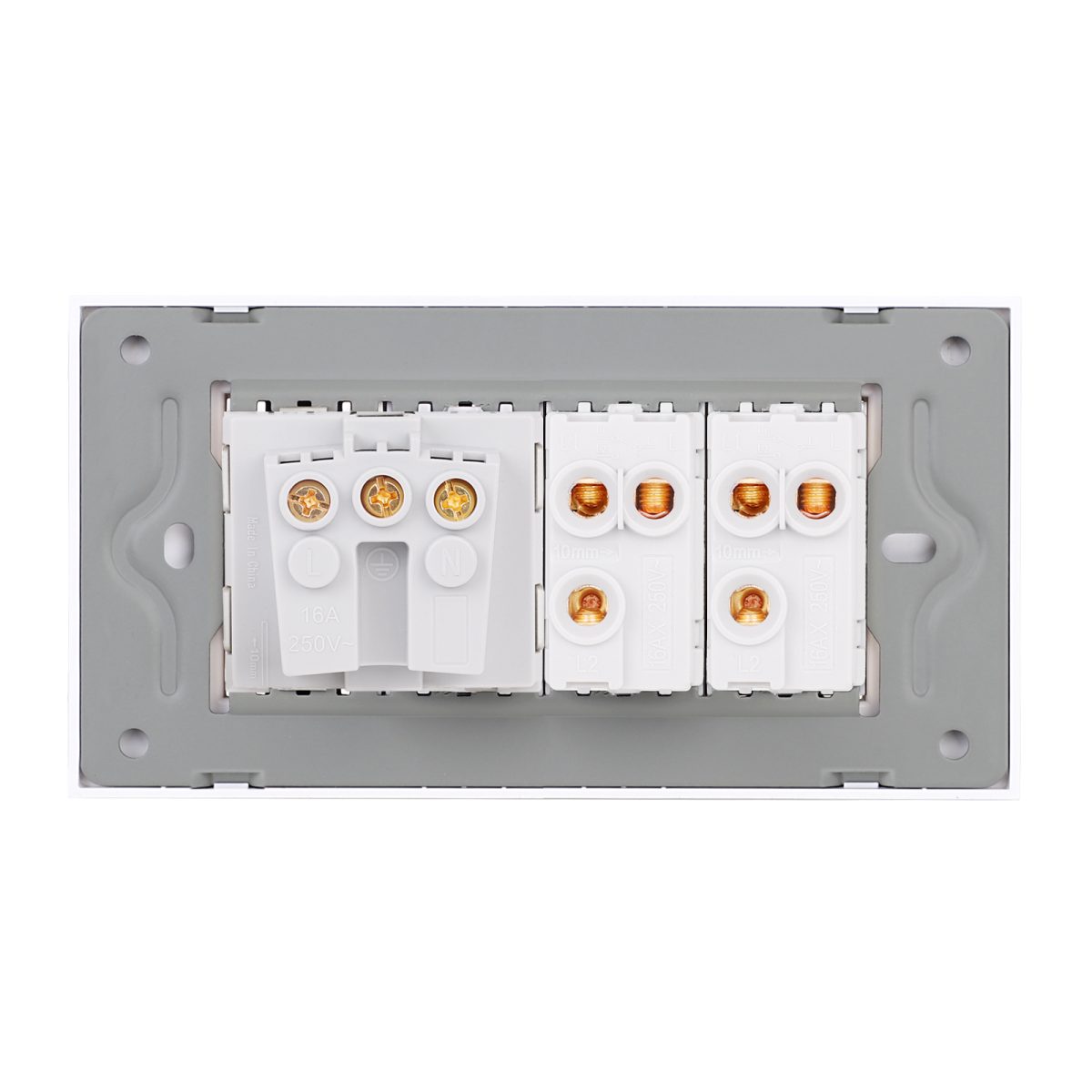 Intrerupator Dublu Cap Scara + Priza cu Rama din Sticla LUXION, Standard Italian, 4M - imagine 4