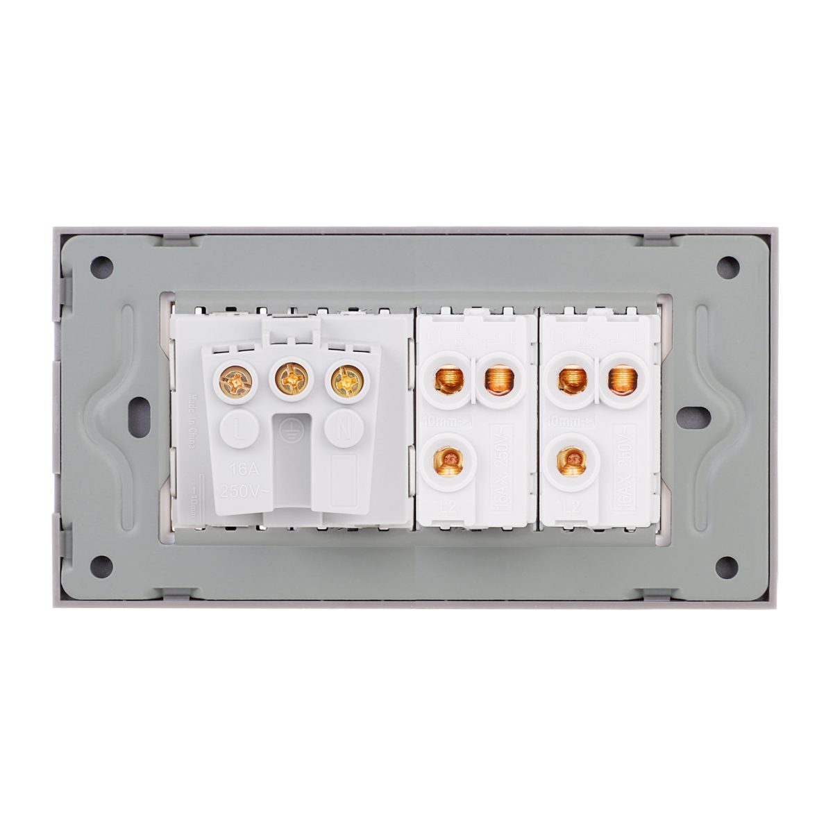 Intrerupator Dublu Cap Scara + Priza cu Rama din Sticla LUXION, Standard Italian, 4M - imagine 4