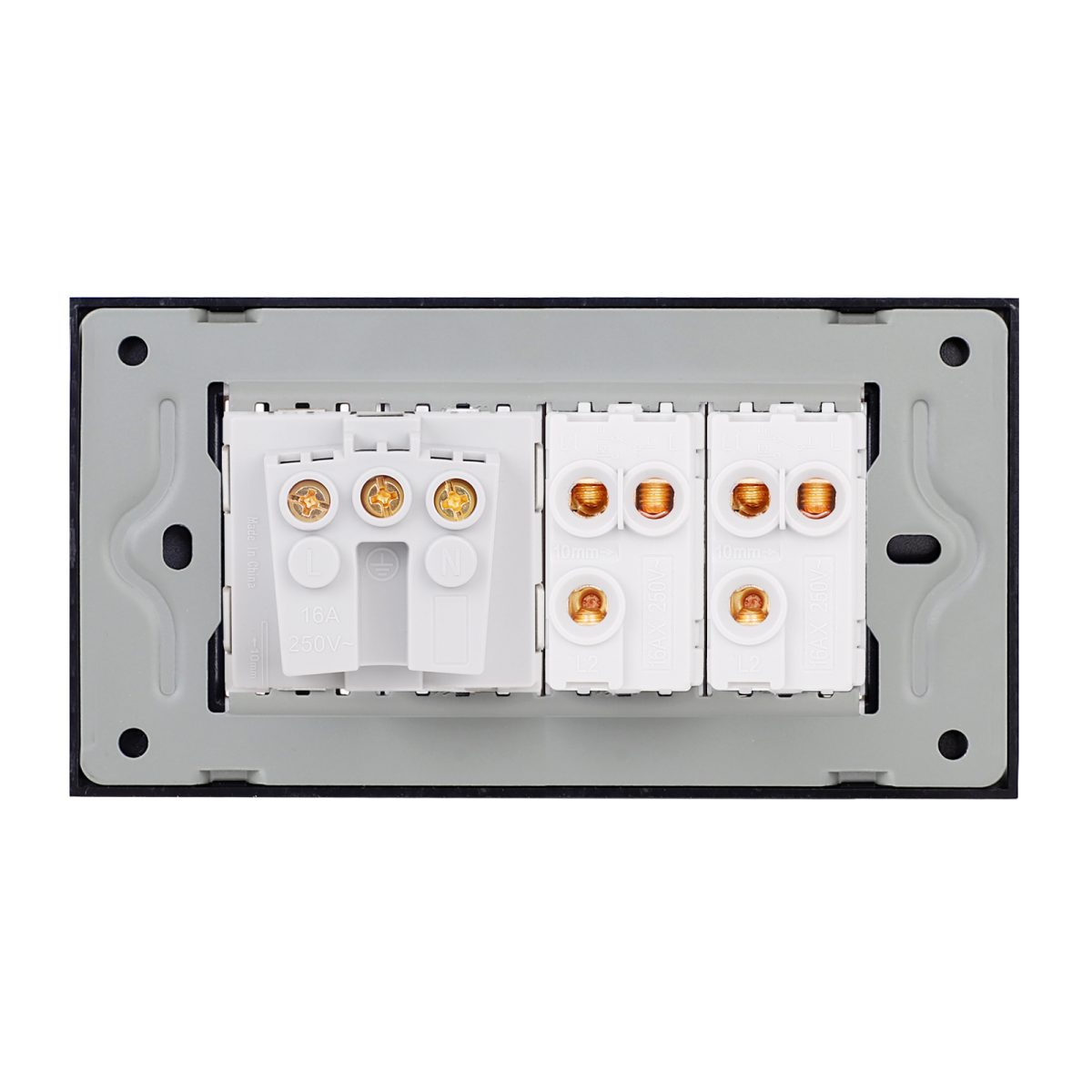 Intrerupator Dublu Cap Scara + Priza cu Rama din Sticla LUXION, Standard Italian, 4M - imagine 4