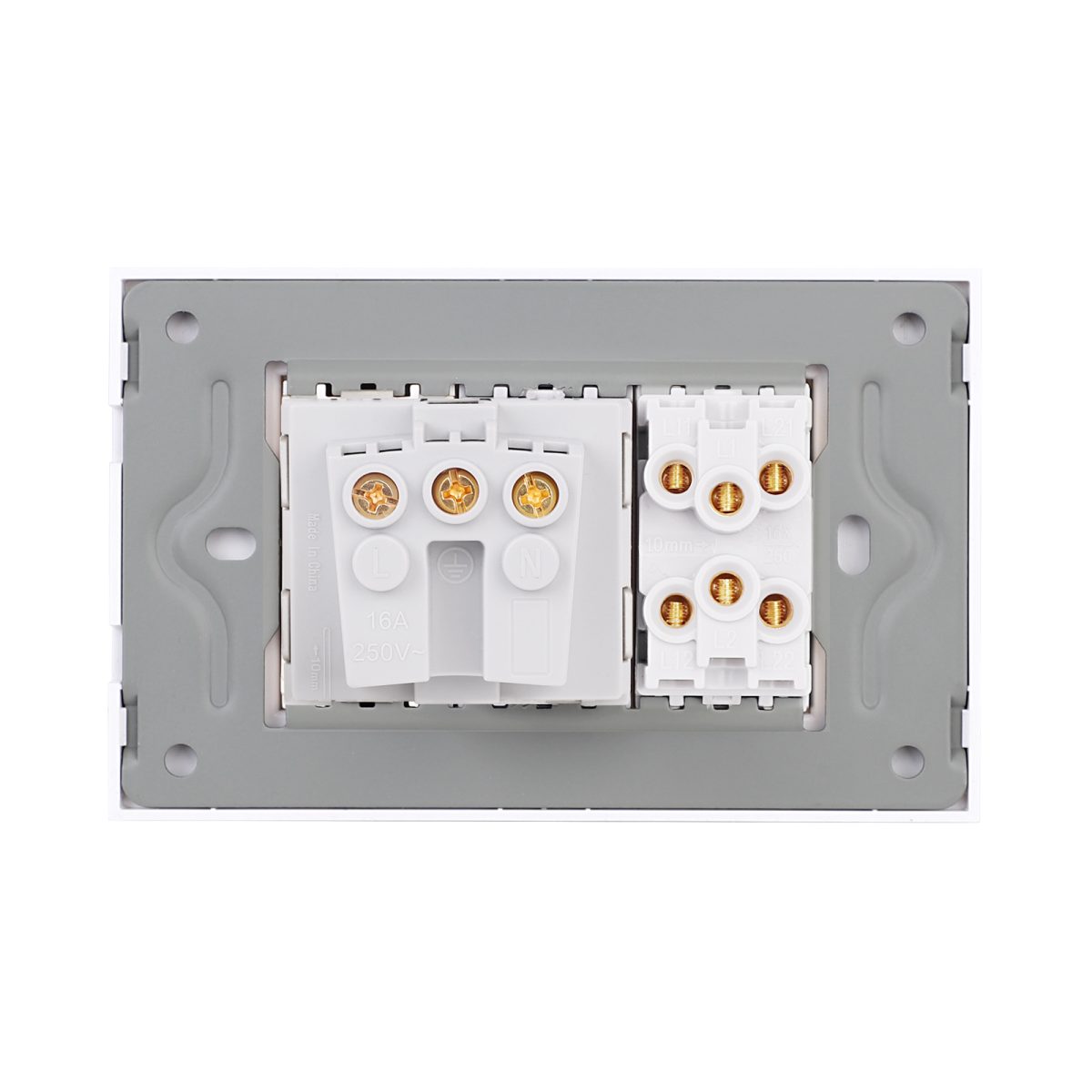 Intrerupator Dublu Cap Scara + Priza cu Rama din Sticla LUXION, Standard Italian, 3M - imagine 4