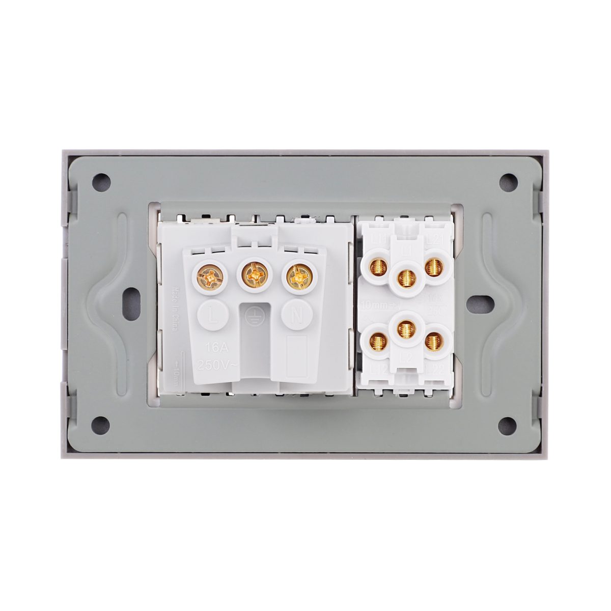 Intrerupator Dublu Cap Scara + Priza cu Rama din Sticla LUXION, Standard Italian, 3M - imagine 4