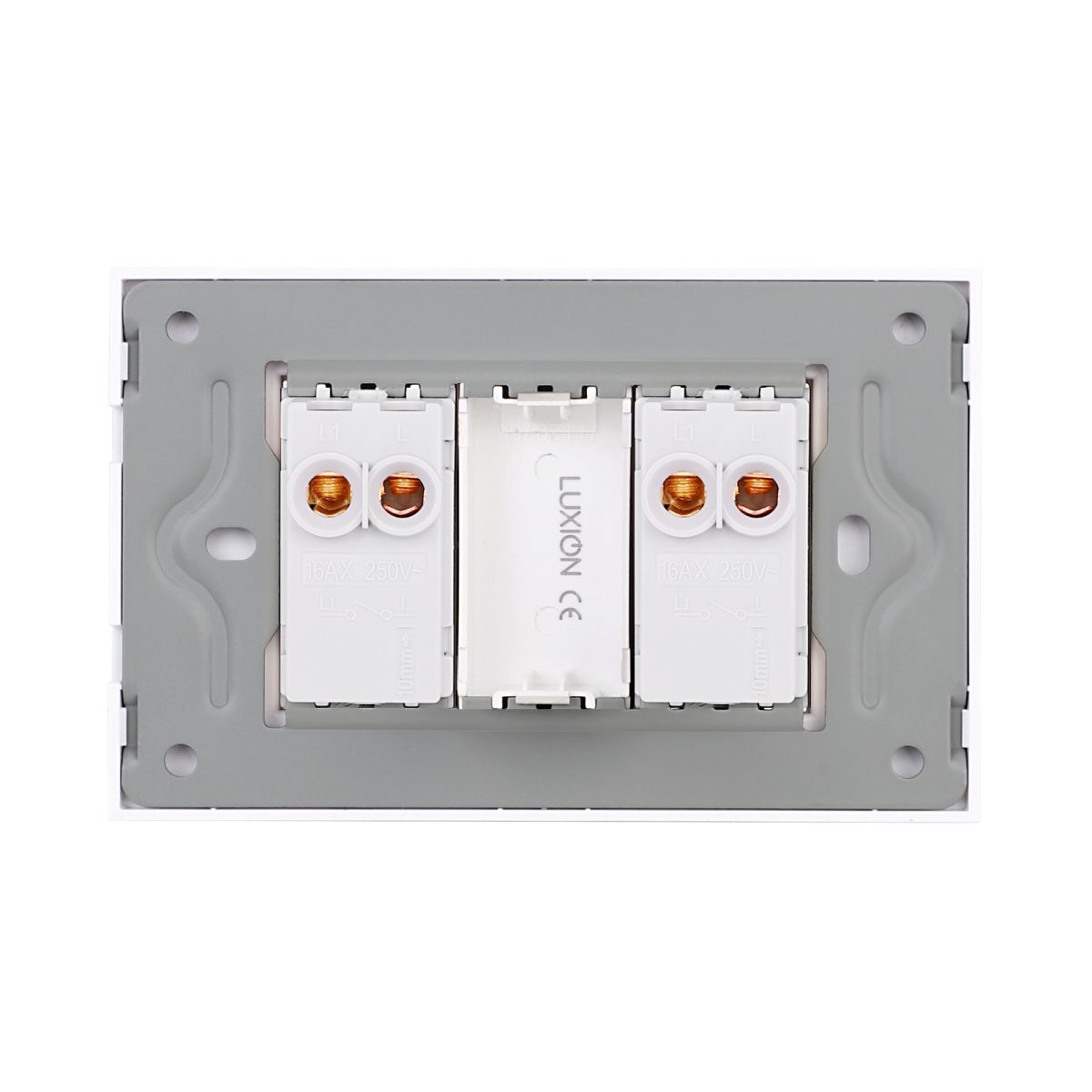 Intrerupator Dublu Mecanic LUXION cu Rama din Sticla, Standard Italian, 3M - imagine 4