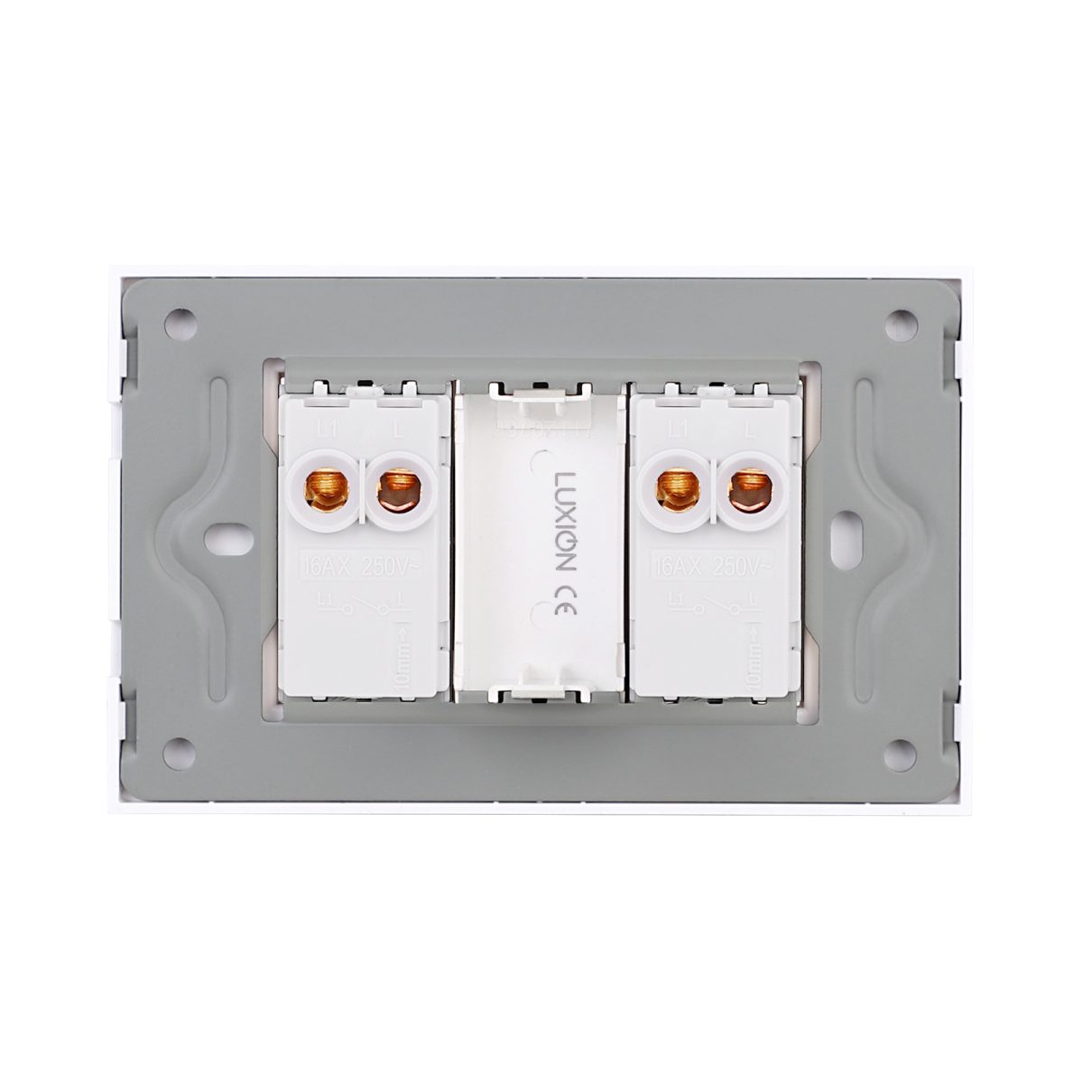 Intrerupator Dublu Mecanic LUXION cu Rama din Sticla, Standard Italian, 3M - imagine 4